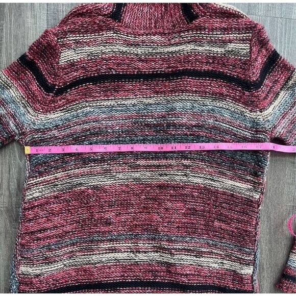 American Eagle Striped Waterfall Sweater Cardigan Size S Burgundy Pink Women’s - Picture 16 of 16